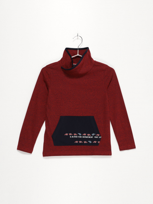 Лонгслів S.Oliver модель 63011312665_бордовий комб. Фото