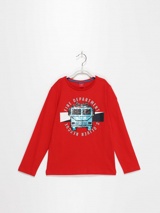 Лонгслів S.Oliver модель 63011312672_червоний комб. Фото