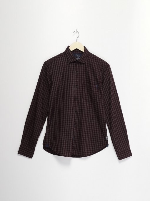 Сорочка повсякденна S.Oliver модель 13811213530_т.бордовий комб. Фото