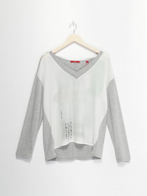 Лонгслів S.Oliver модель 14711315952_сірий з білим Фото