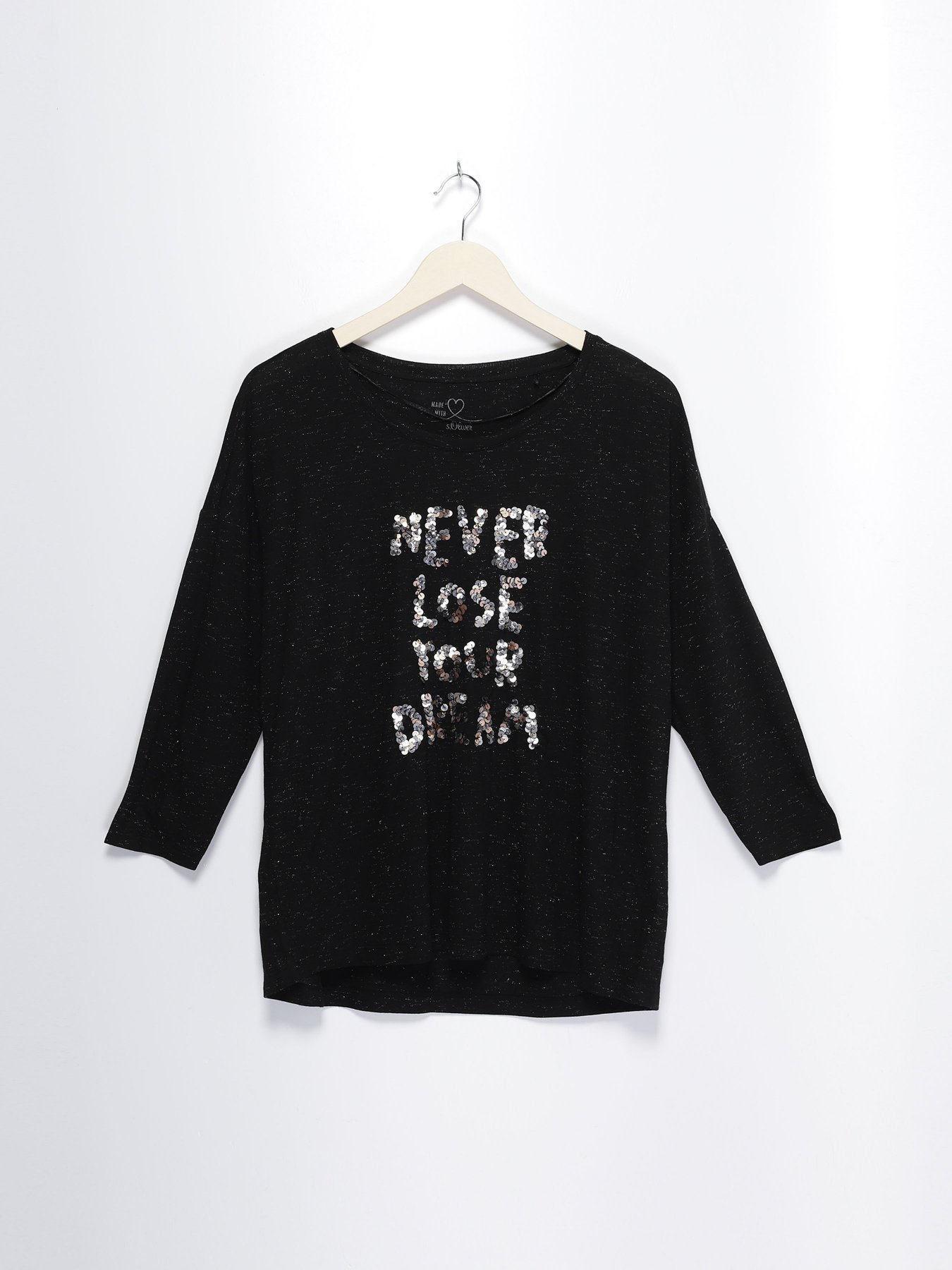 Лонгслив S.Oliver модель 14811398272_чорний комб. Фото