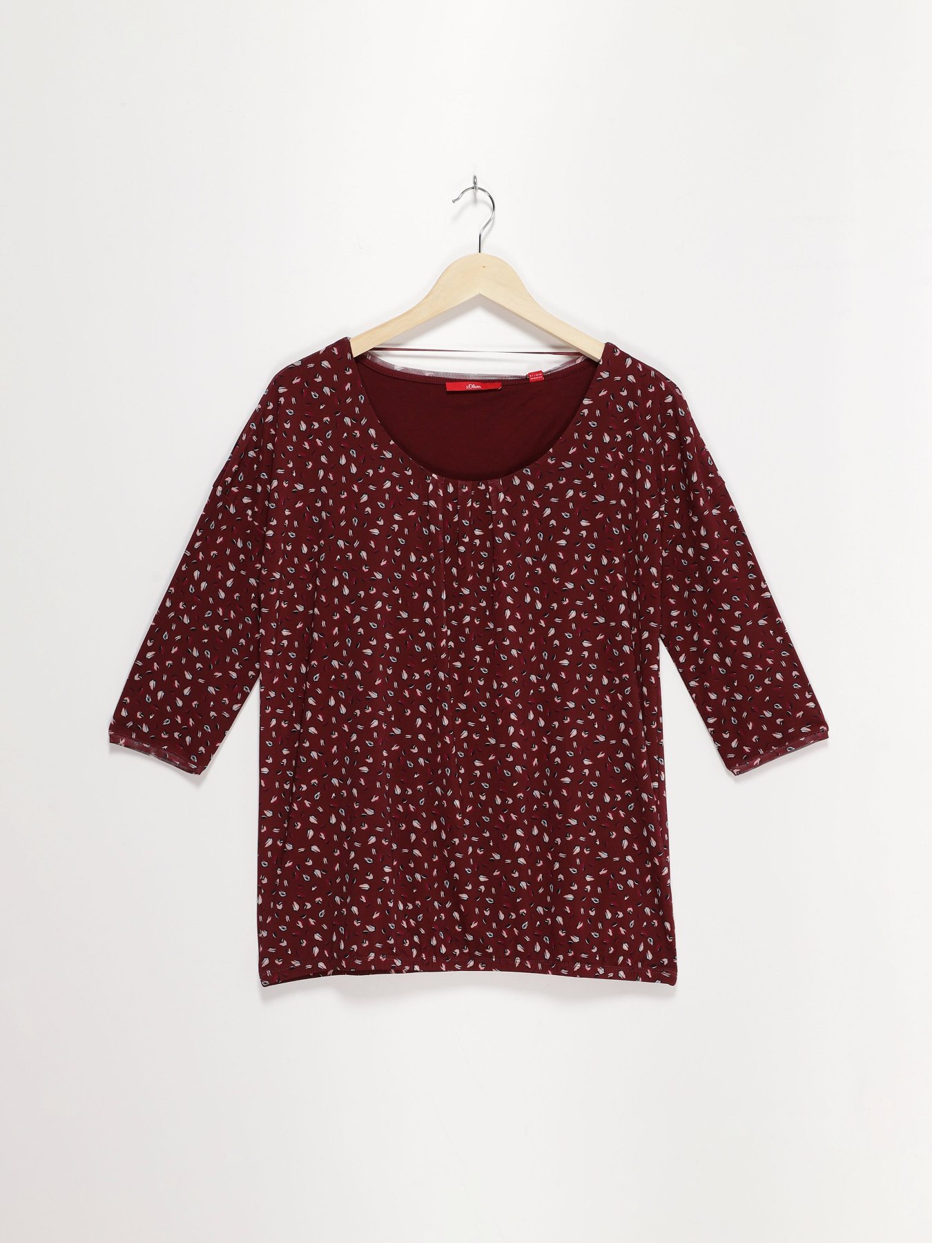 Лонгслив S.Oliver модель 21712304223_бордовий комб. Фото
