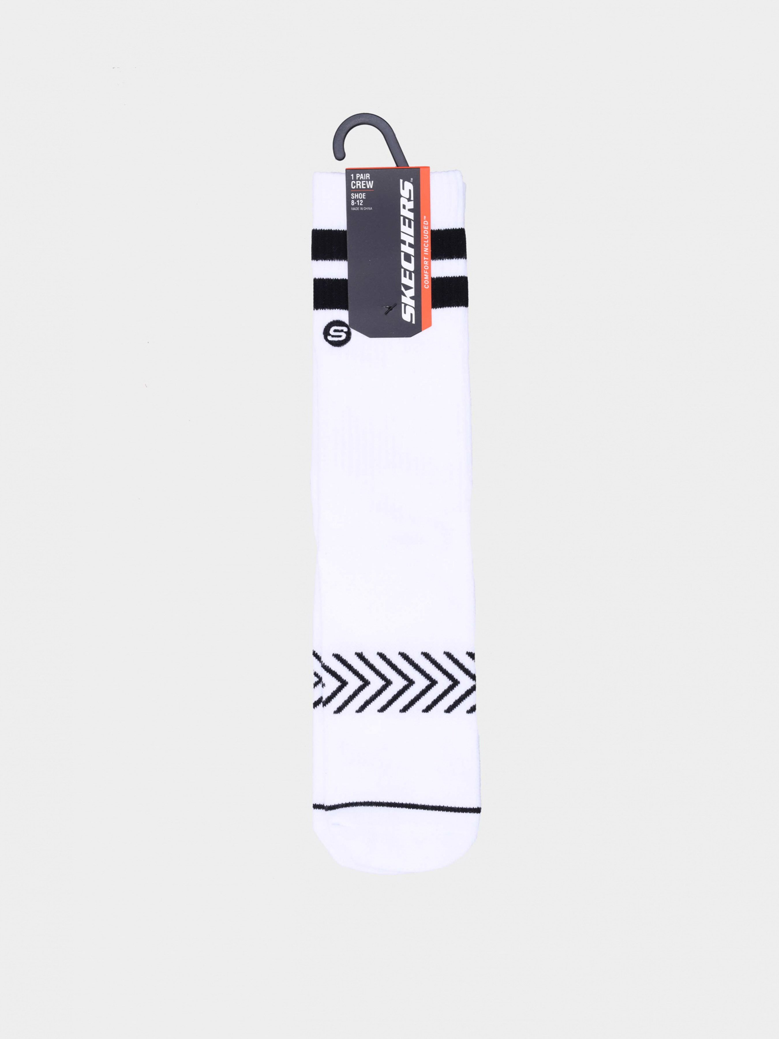 Skechers 1PK NON TERRY CREW Шкарпетки (9C439) Чоловіче, колір - Білий/чорний, матеріал - Бавовна/поліестер Skechers - купити в Україні