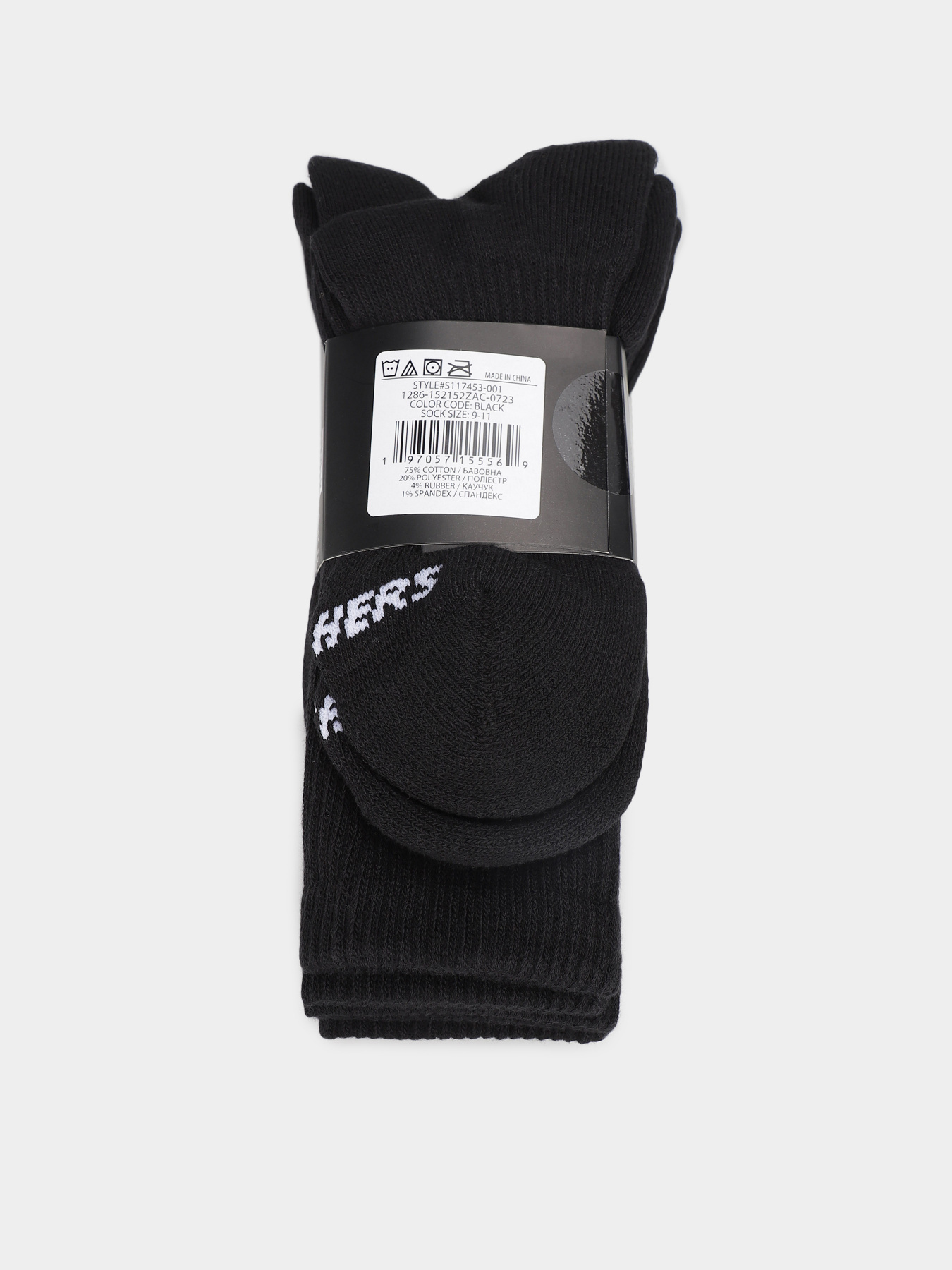 Набор носков Skechers 3PK WMS CREW SOCKS-BLACK модель S117453-001 Фото