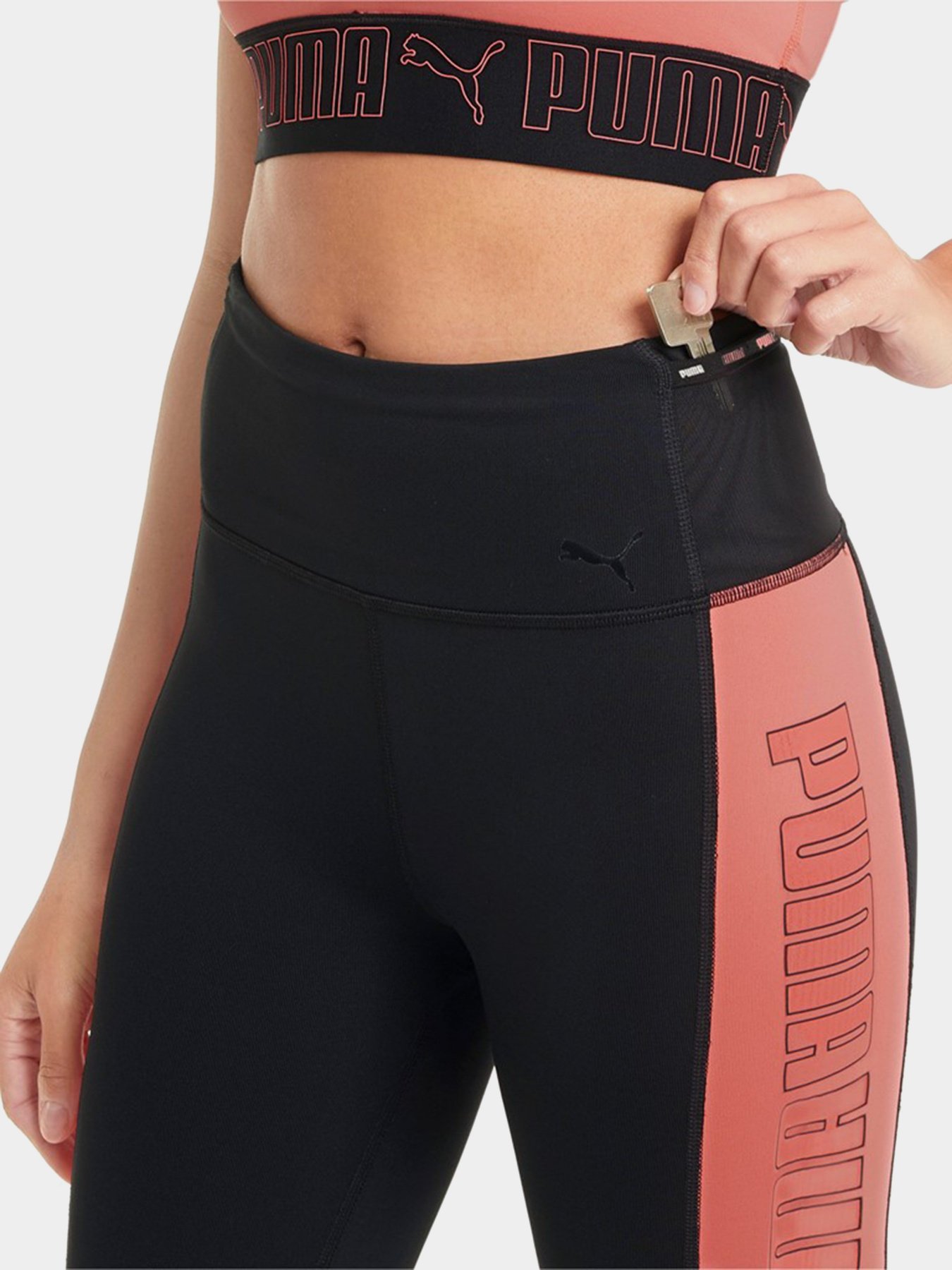 Леггинсы спортивные PUMA Train Logo Block High Waist 7/8 Tight модель 52029082 Фото