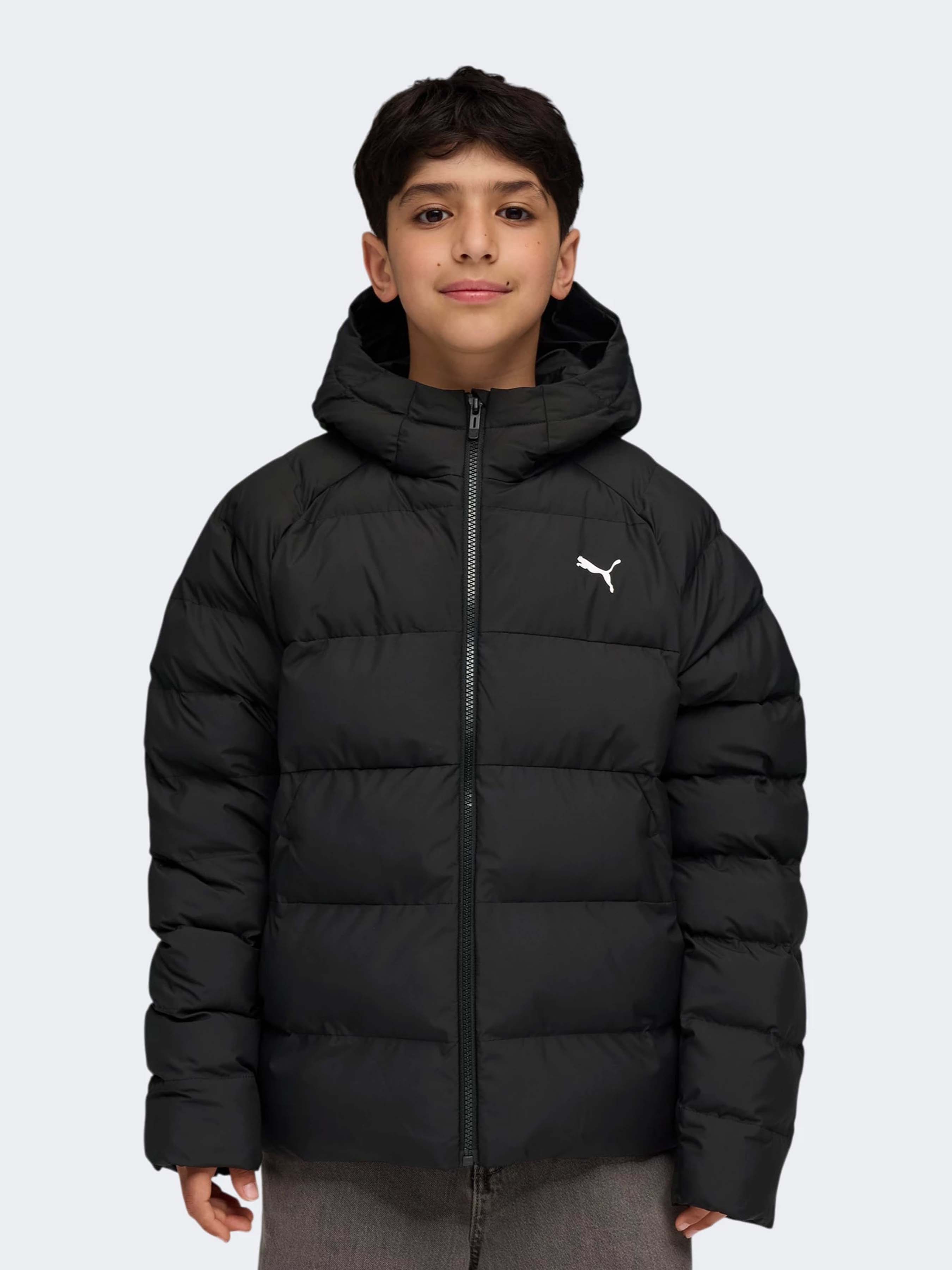 Дитяча Зимова куртка PUMA SYNTHETIC HOODED PUFFER (9Z4209) колір чорний, матеріал поліестер PUMA - купити в Україні