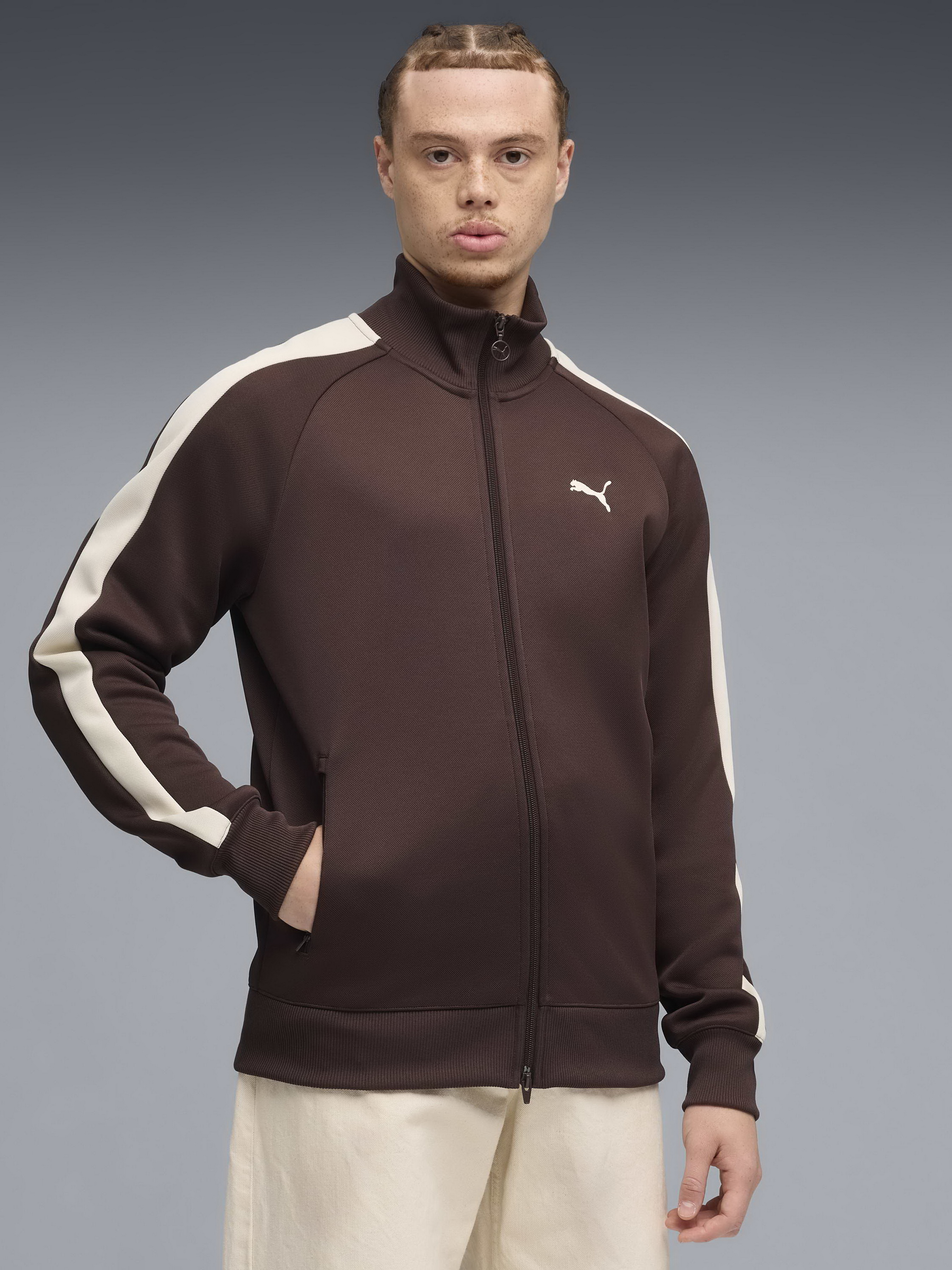 Чоловіча Спортивна кофта PUMA T7 ALWAYS ON (9Z4220) колір коричневий, матеріал поліестер/бавовна PUMA - купити в Україні