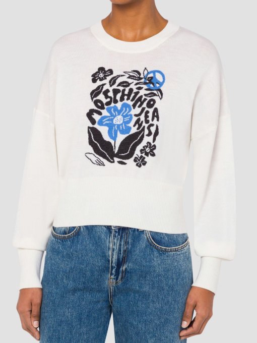 Женский белый шерстяной джемпер Moschino модель A0911.8203;1002 Фото