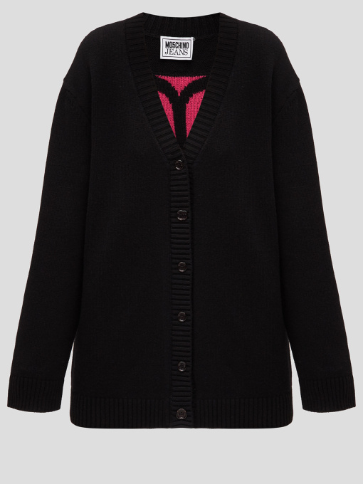 Женский черный шерстяной кардиган Moschino модель A0928.8706;3555 Фото