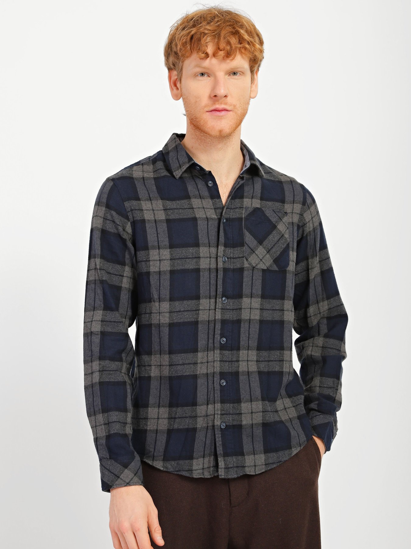 Рубашка Blend модель 20709520_сірий комб. Фото