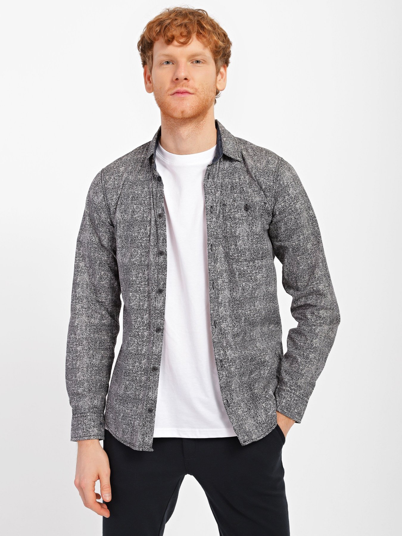 Рубашка повседневная Blend модель 20702985_сірий комб. Фото