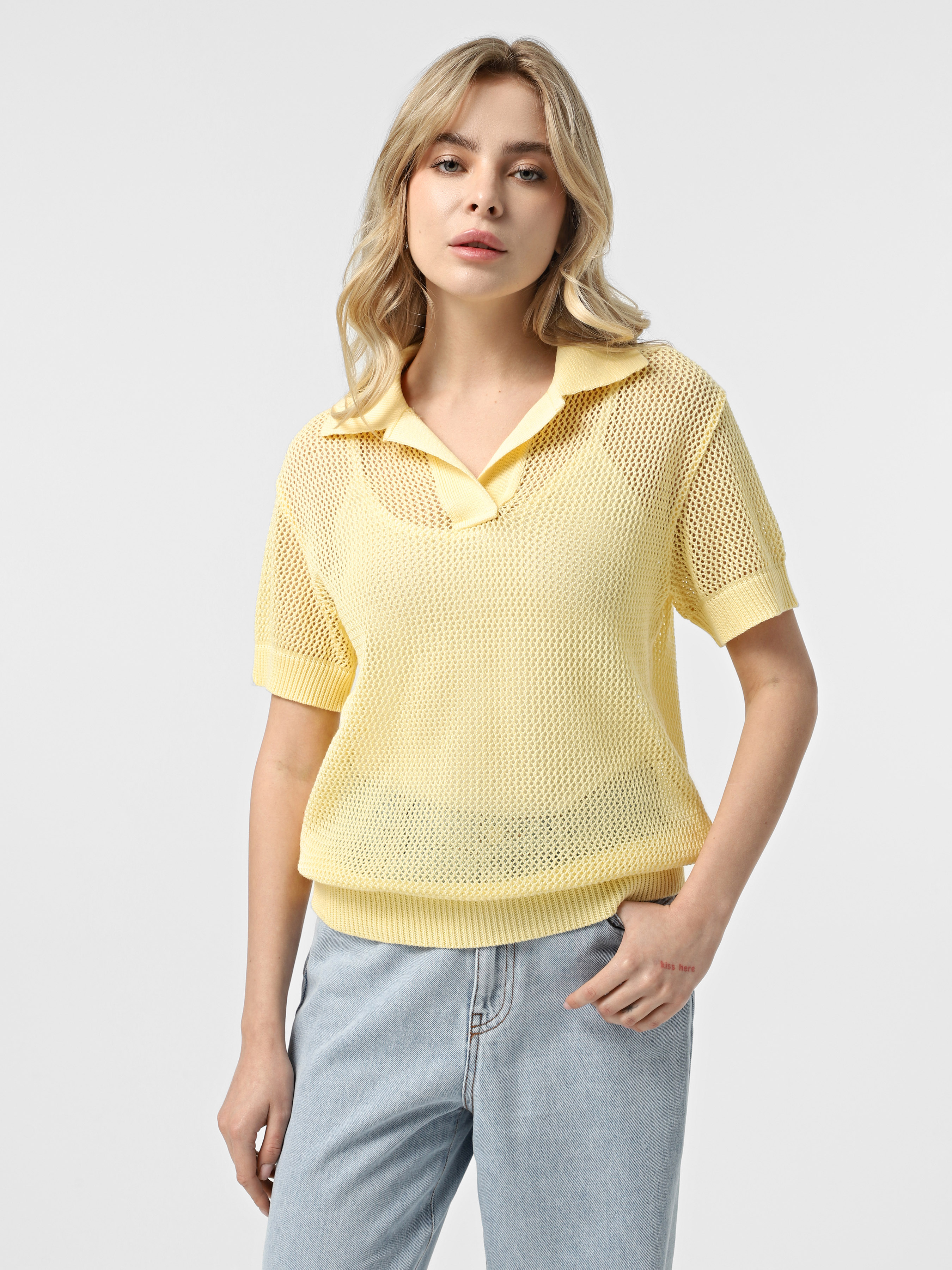 Жіноче Поло Braska  (BU3127) колір жовтий, матеріал бавовна/акрил