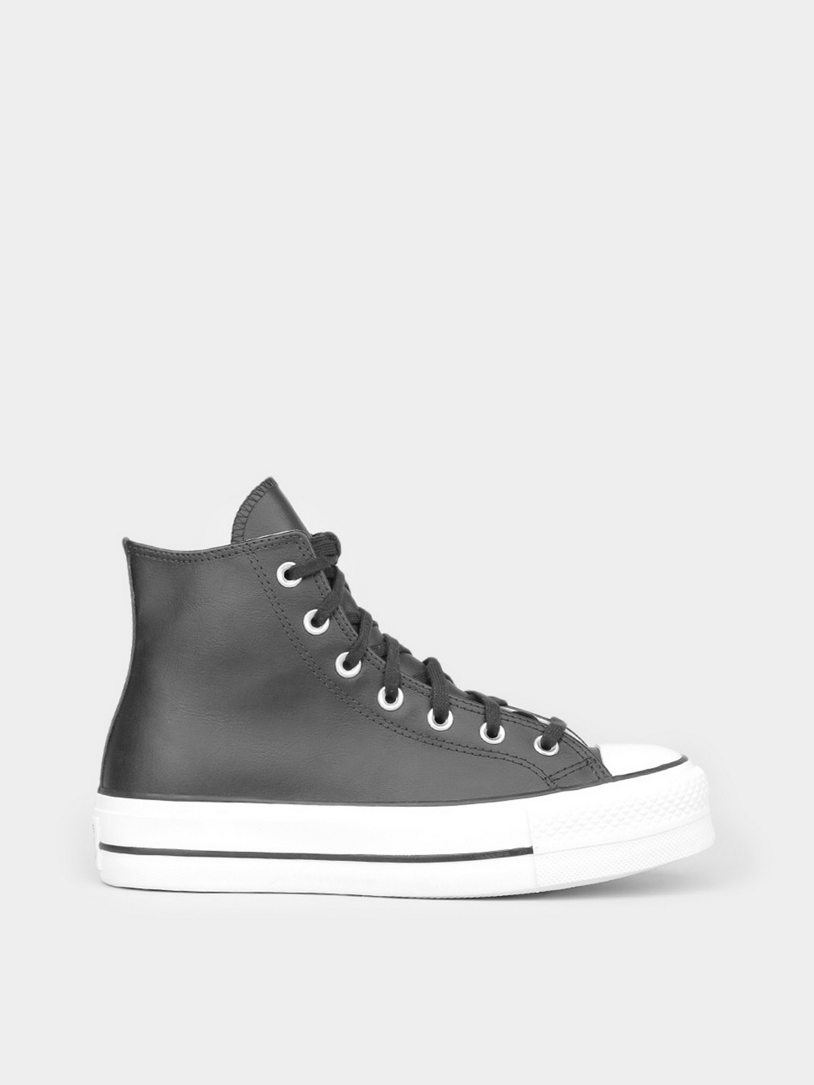 Шкіряні Жіночі Кеди високі CONVERSE CHUCK TAYLOR ALL STAR LIFT LEA (CB399) колір чорний