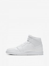 Кеды высокие NIKE Air Jordan 1 Mid Triple White 2.0 модель 554724-130 Фото