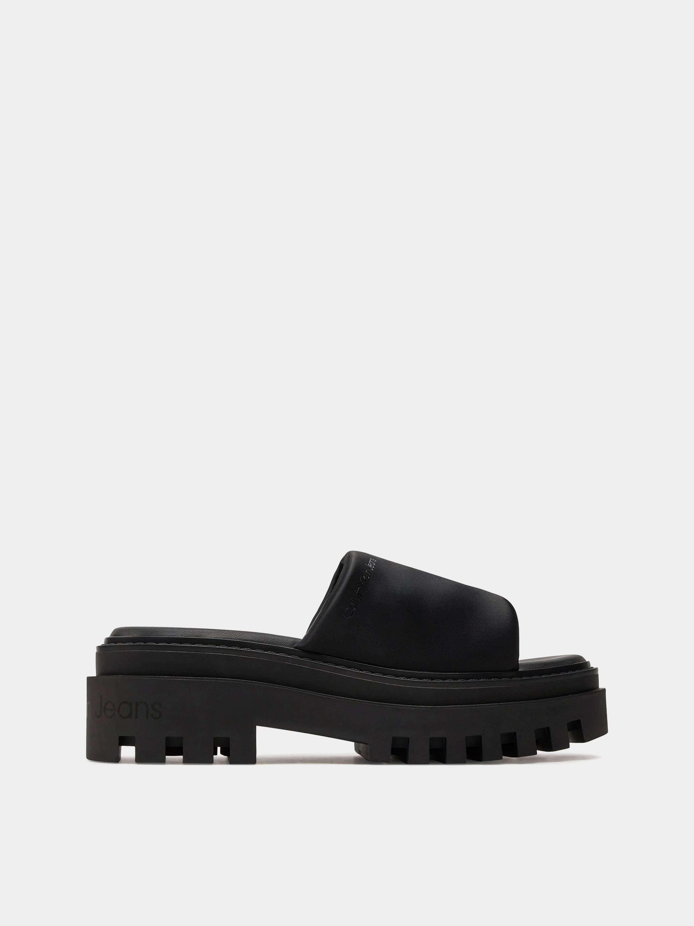 Жіночі Шльопанці Calvin Klein Toothy Combat Sandal In Dc (CKF502) колір чорний, матеріал перероблений поліестер