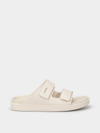 Бежевий - Шльопанці Calvin Klein Flat Adj Slide Calvin Mtl Lth