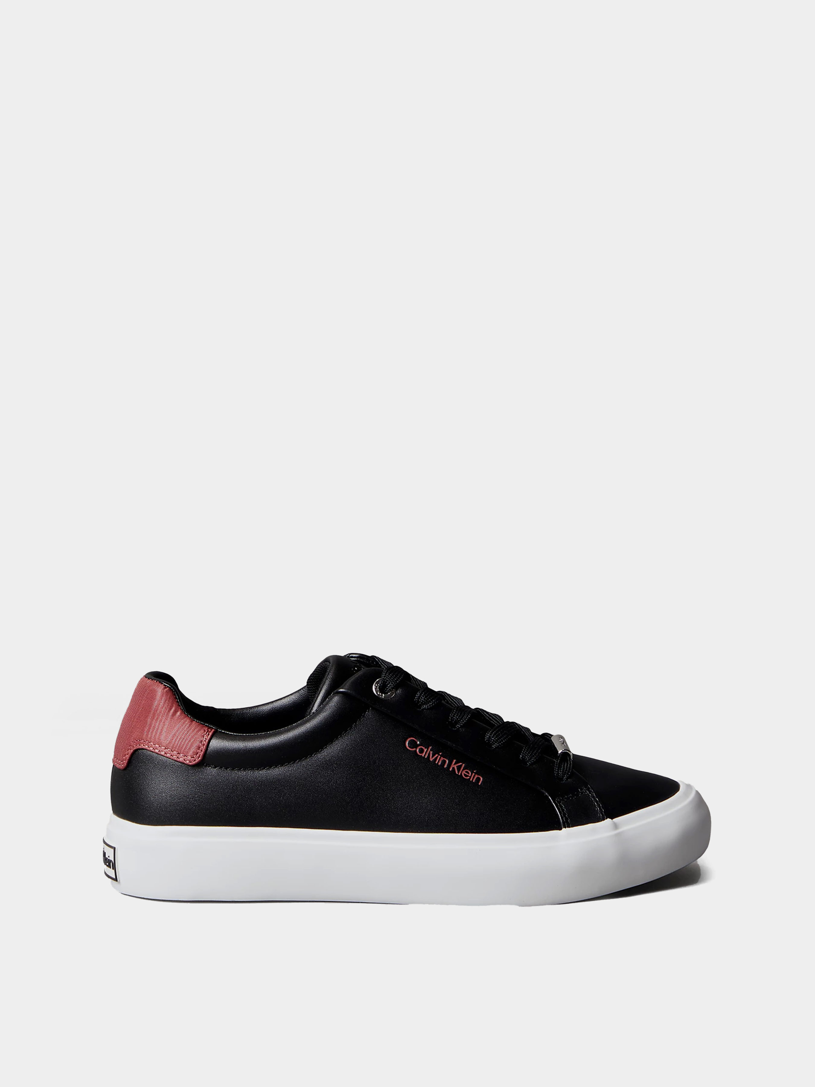 Шкіряні Жіночі Кеди низькі Calvin Klein VULC LACE UP LTH/MOIRE BT (CKF703) колір чорний