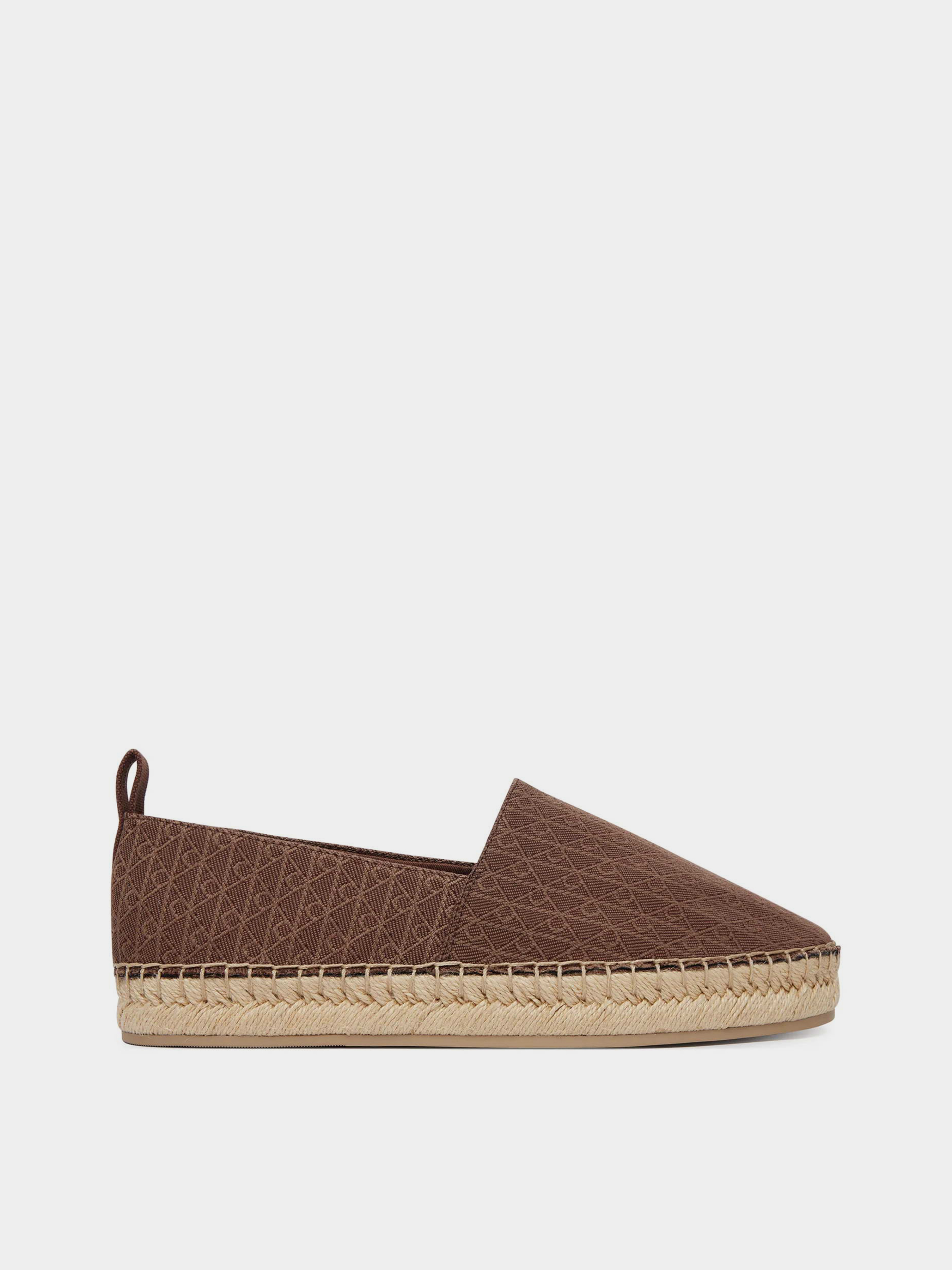 Жіночі Еспадрильї Calvin Klein OBLIQUE ESPADRILLE AOP (CKF736) колір темно-коричневий, матеріал поліестер Calvin Klein - купити в Україні