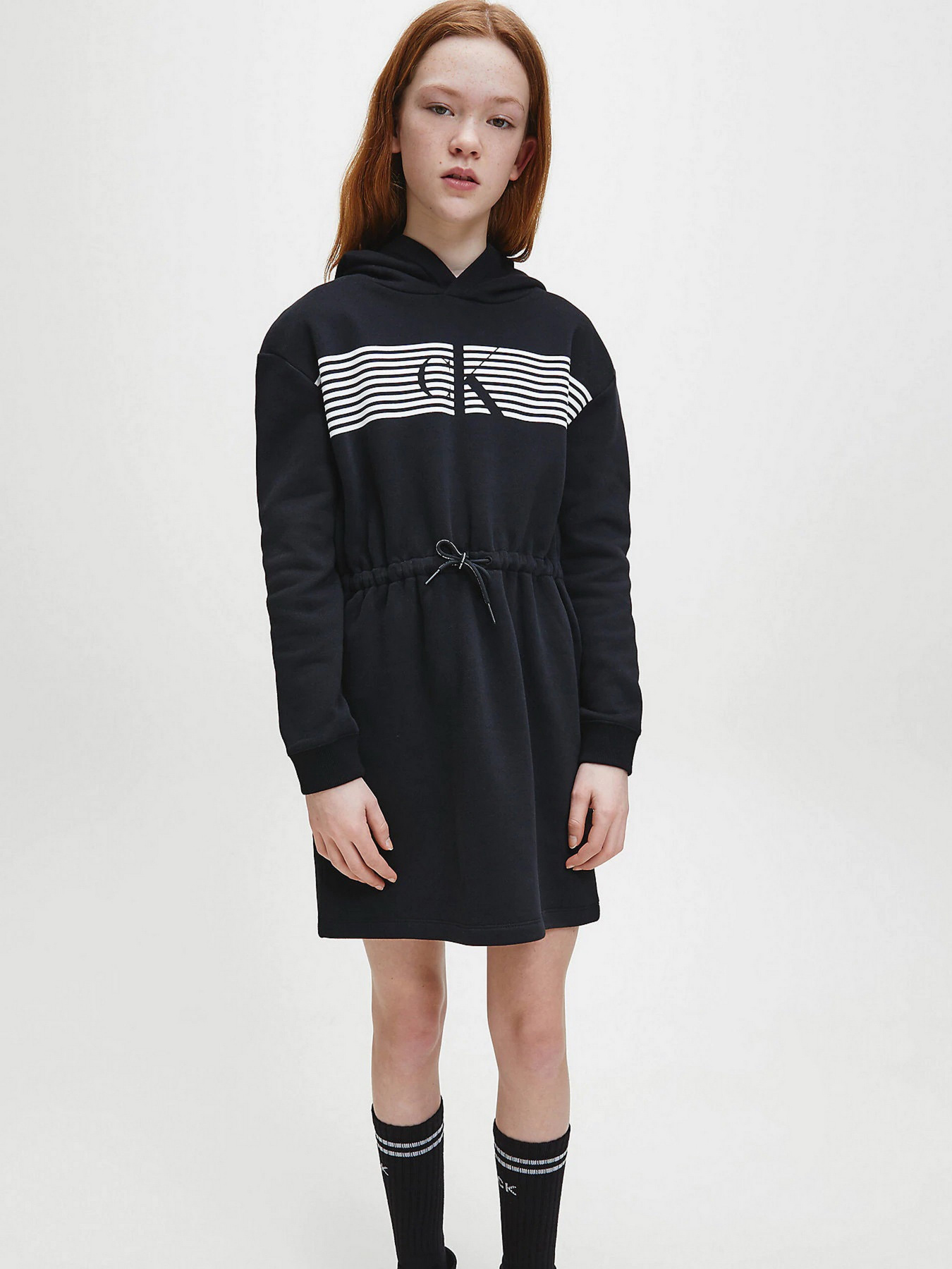 Платье мини Calvin Klein Striped Ck Hood модель IG0IG00605-BEH Фото