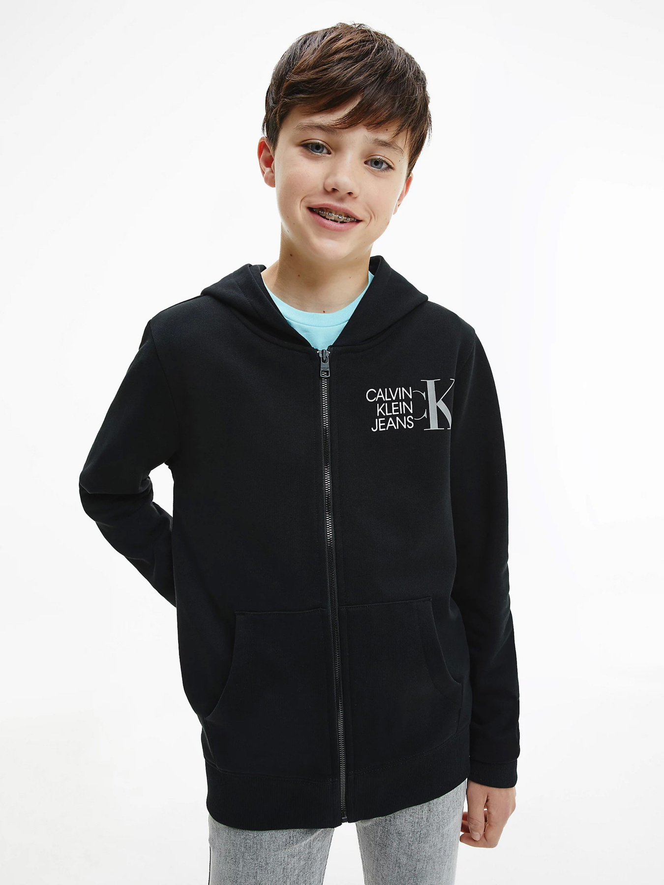 Спортивна кофта Calvin Klein Hybrid Logo Zip модель IB0IB00800-BEH Фото