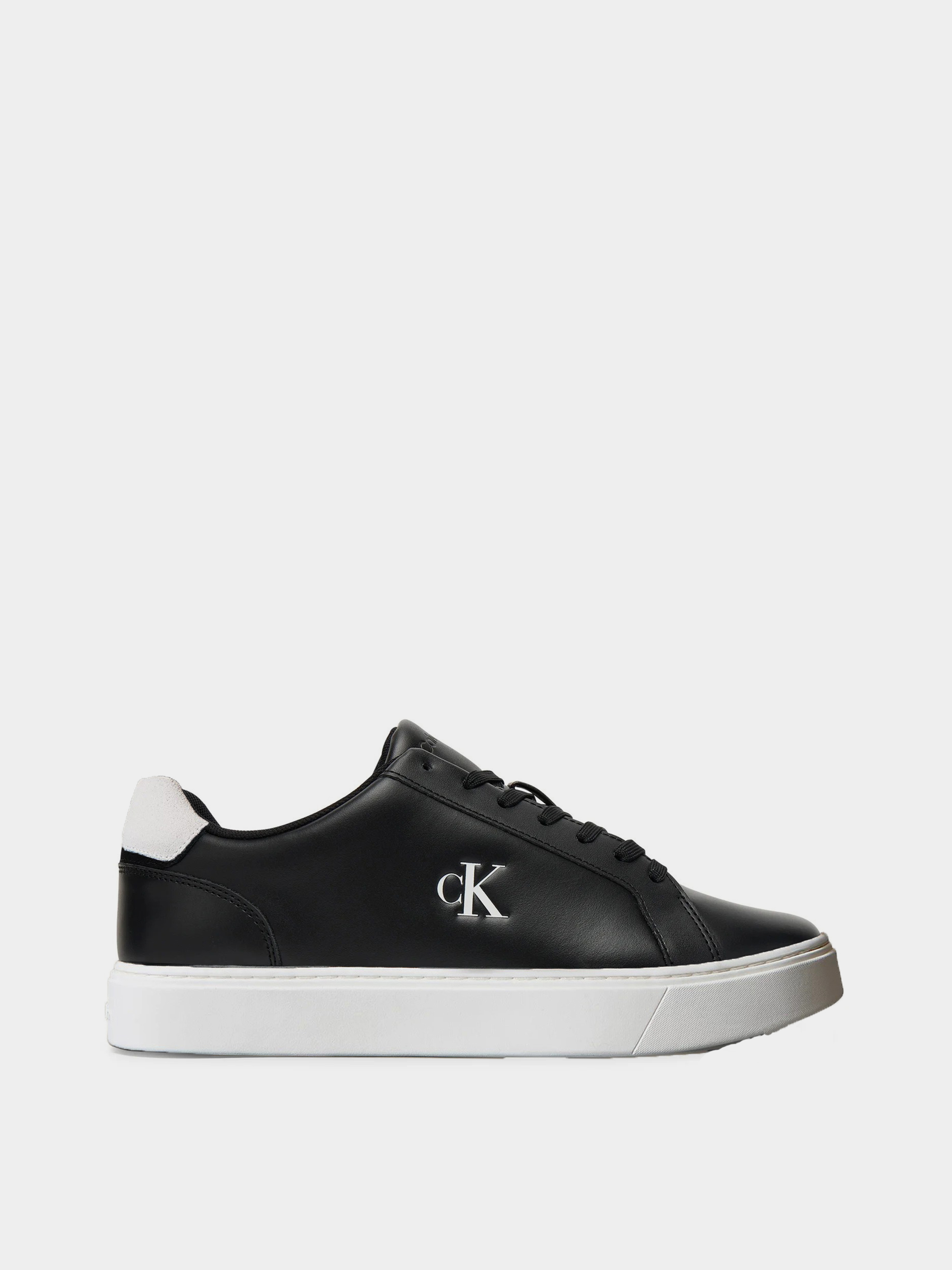 Шкіряні Чоловічі Кеди низькі Calvin Klein CLASSIC CUPSOLE LACEUP LTH (CKM430) колір білий/чорний