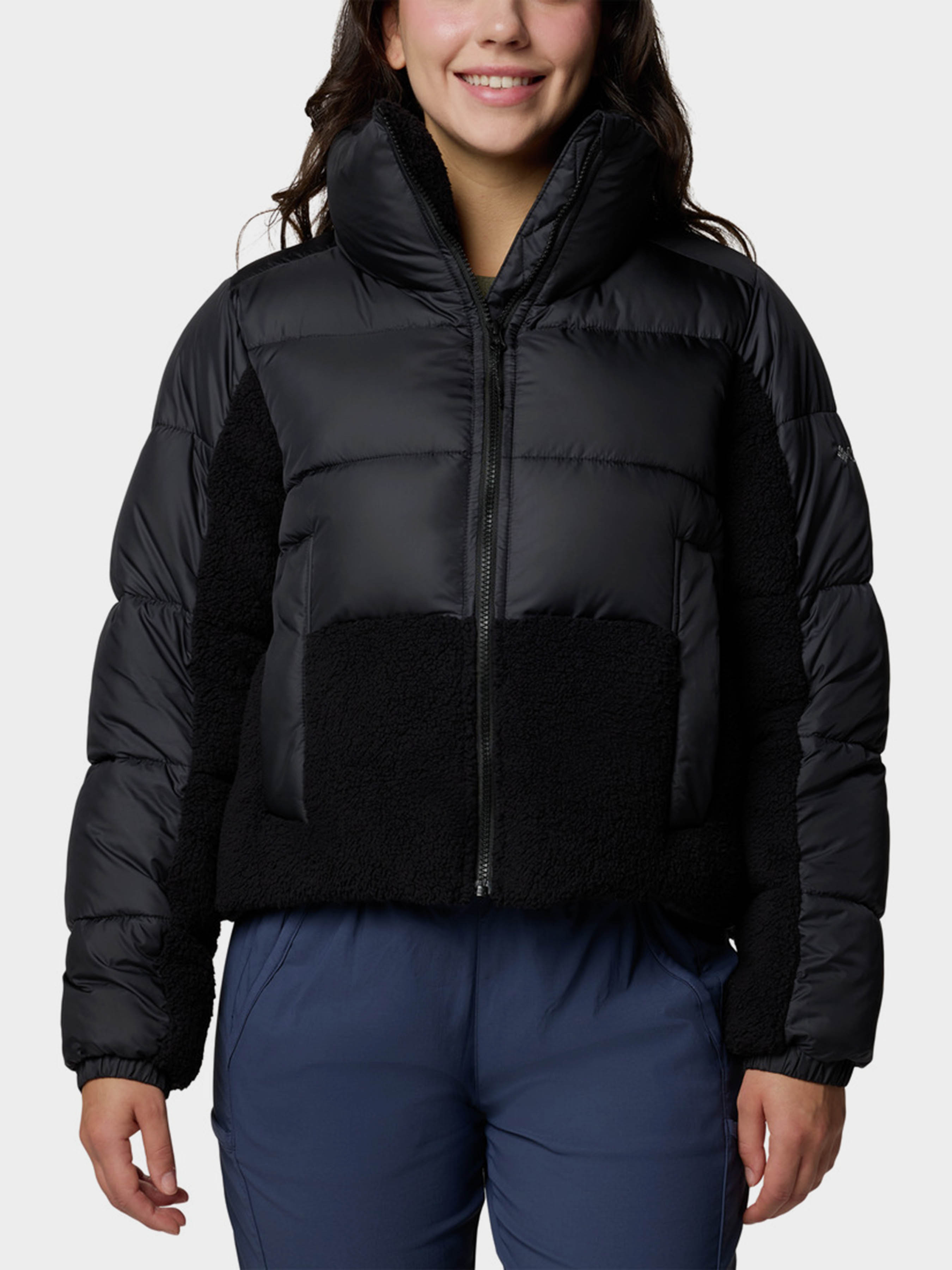 Жіноча Демісезонна куртка Columbia LEADBETTER POINT II SHERPA HYB (CLB116) колір чорний, матеріал поліестер