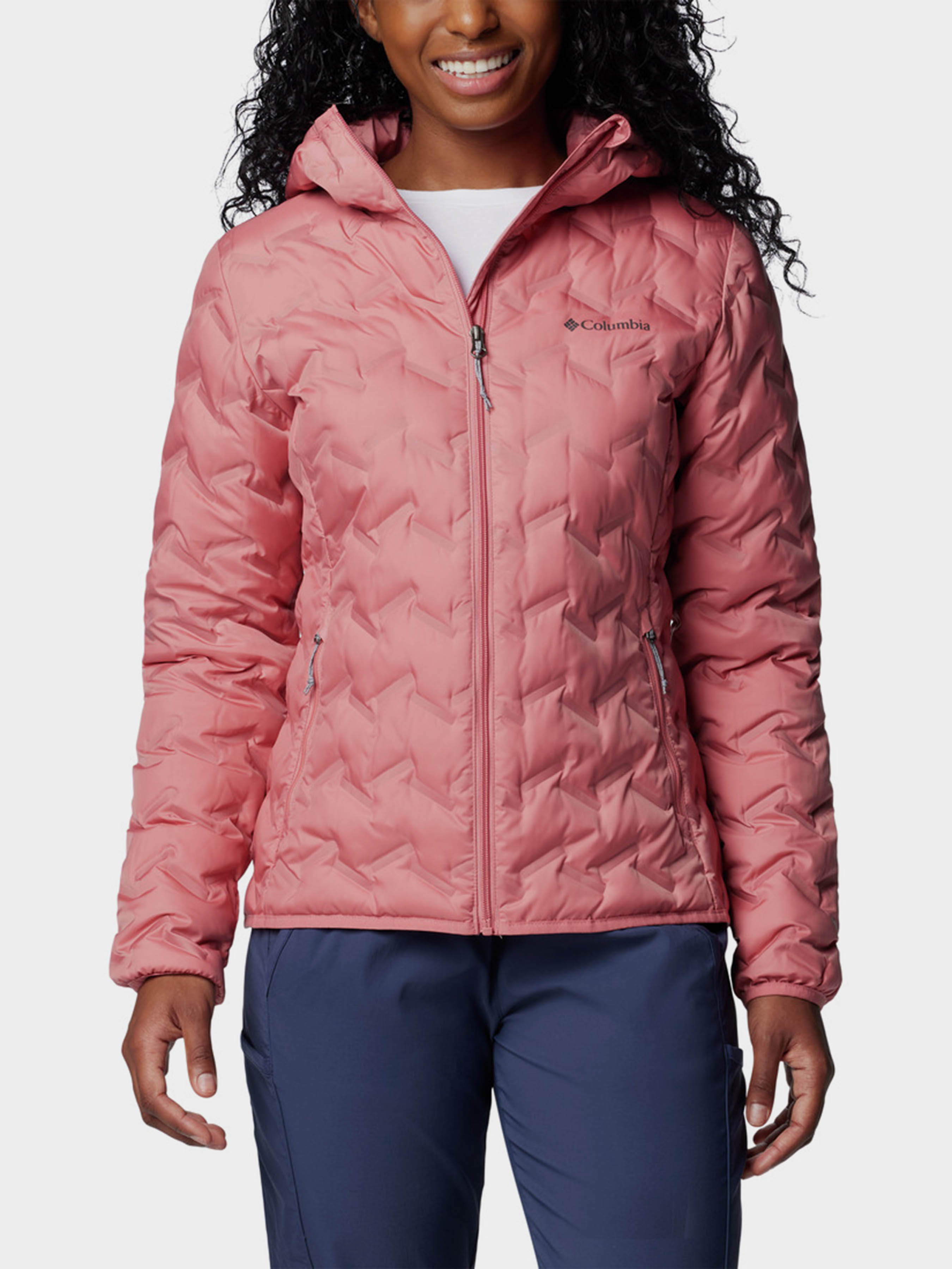 Жіноча Зимова куртка Columbia DELTA RIDGE™ II DOWN HOODED (CLB124) колір рожевий, матеріал поліестер