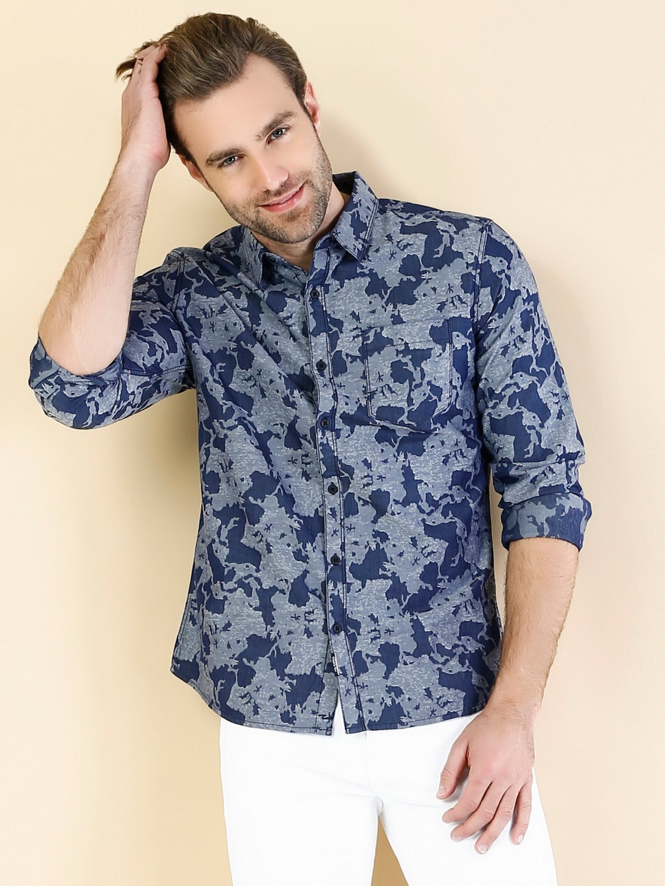 Рубашка повседневная Colin’s модель CL1033282NAV Рубашка повседневная Colin’s модель CL1033282NAV Фото