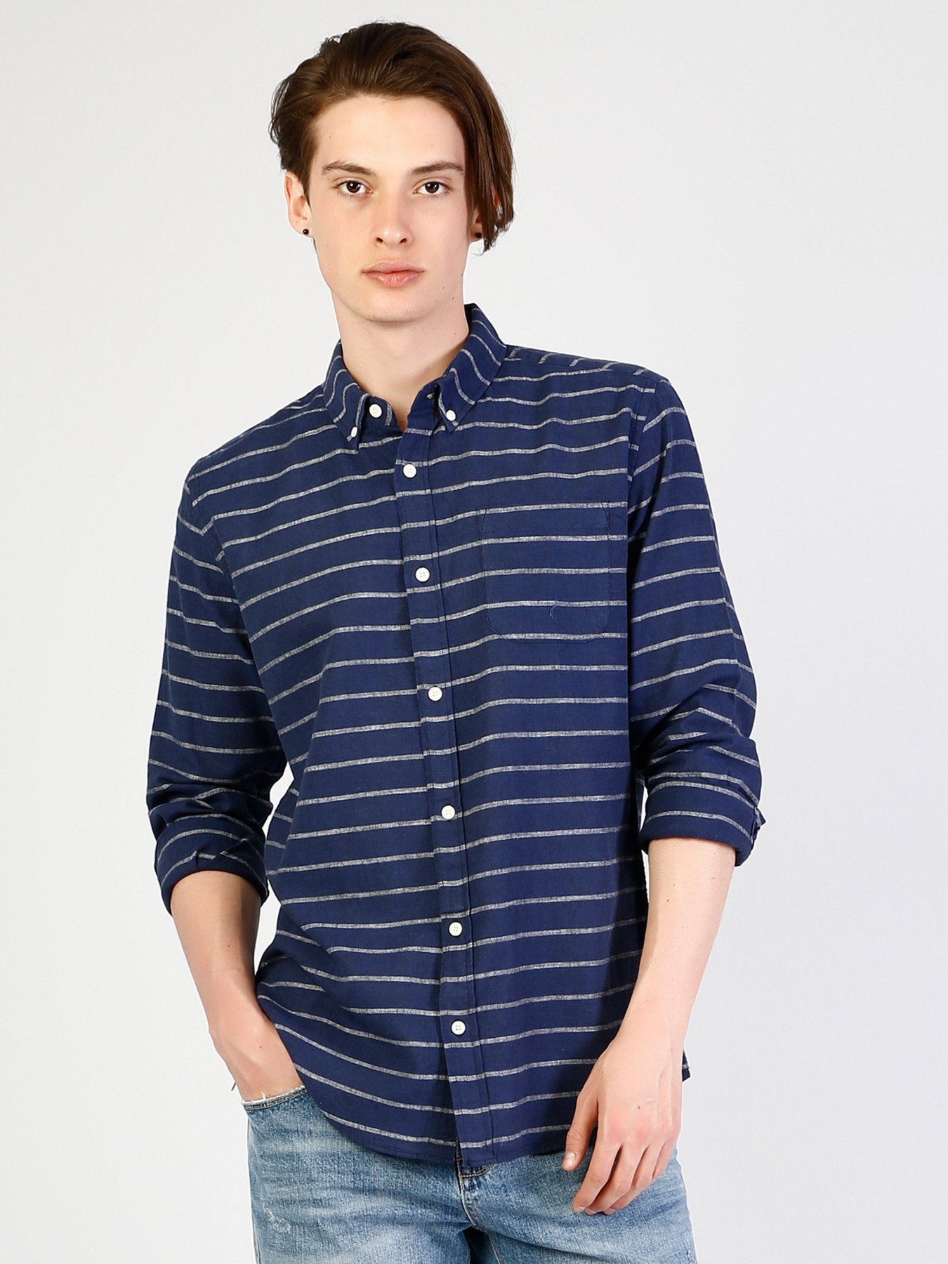 Рубашка повседневная Colin’s модель CL1034272NAV Рубашка повседневная Colin’s модель CL1034272NAV Фото
