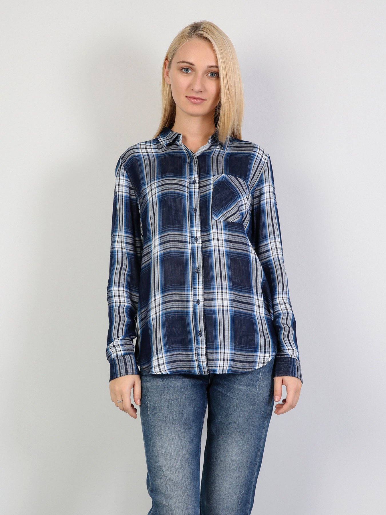 Рубашка повседневная Colin’s модель CL1041391NAV Рубашка повседневная Colin’s модель CL1041391NAV Фото