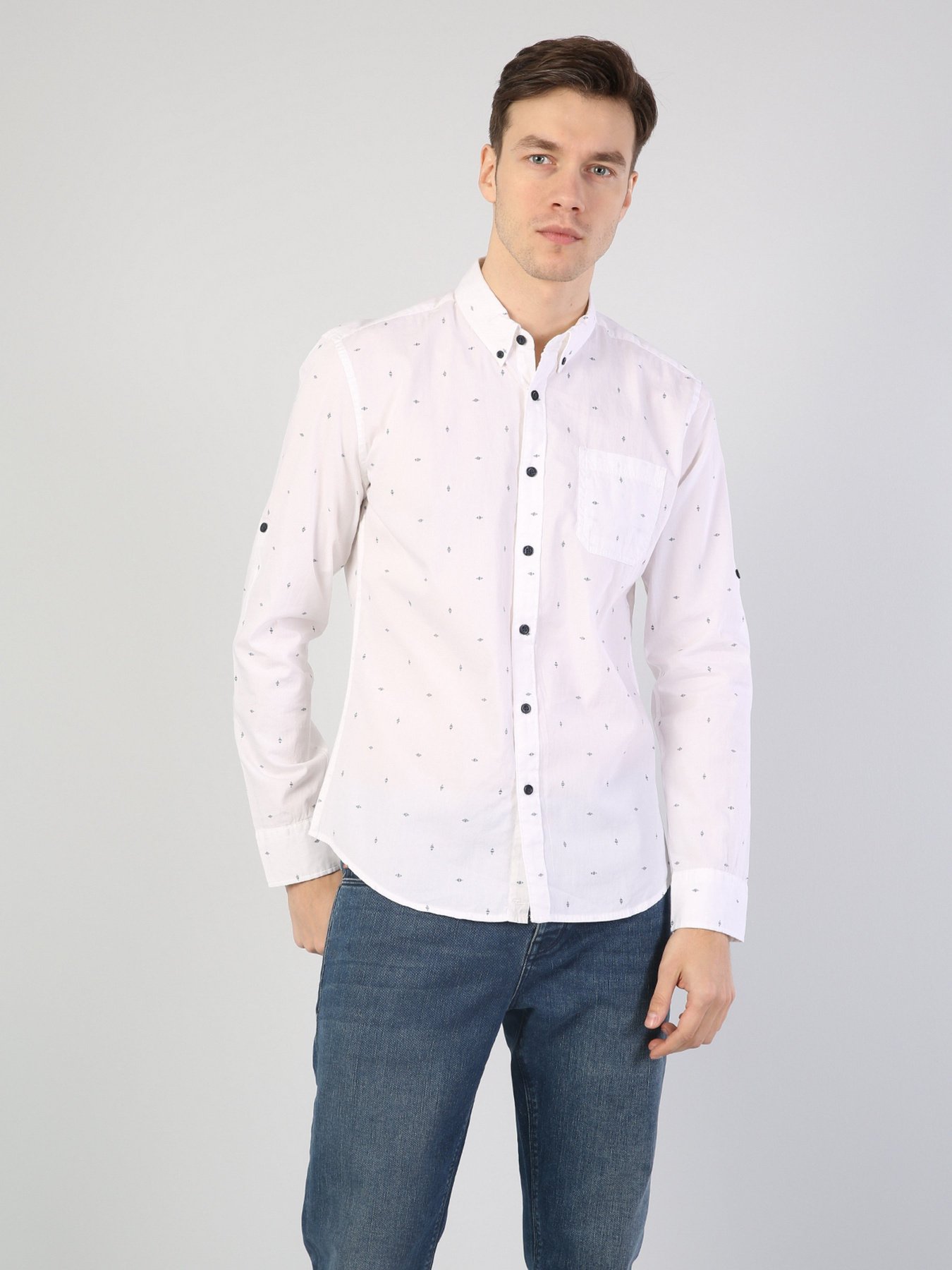 Рубашка повседневная Colin’s модель CL1043446WHT Рубашка повседневная Colin’s модель CL1043446WHT Фото