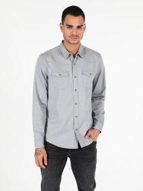 Рубашка повседневная Colin’s модель CL1044310GRA Рубашка повседневная Colin’s модель CL1044310GRA Фото