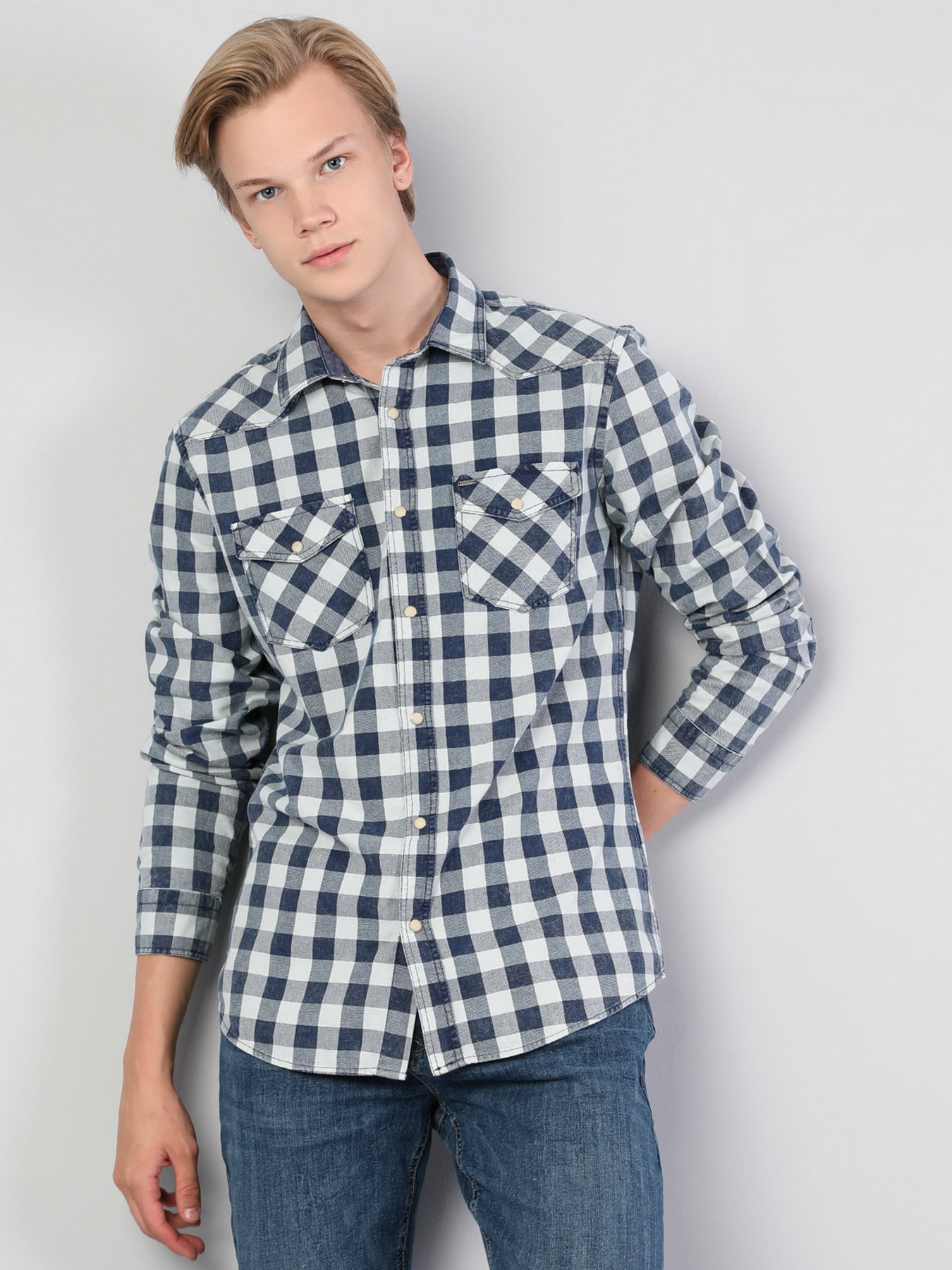 Рубашка повседневная Colin’s модель CL1046881NAV Рубашка повседневная Colin’s модель CL1046881NAV Фото