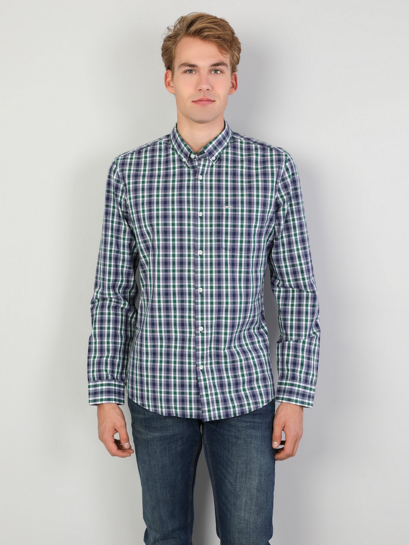 Рубашка повседневная Colin’s модель CL1047131GRN Рубашка повседневная Colin’s модель CL1047131GRN Фото