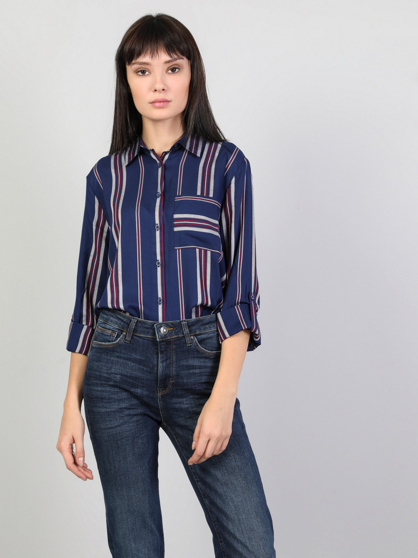 Рубашка повседневная Colin’s модель CL1047378NAV Рубашка повседневная Colin’s модель CL1047378NAV Фото