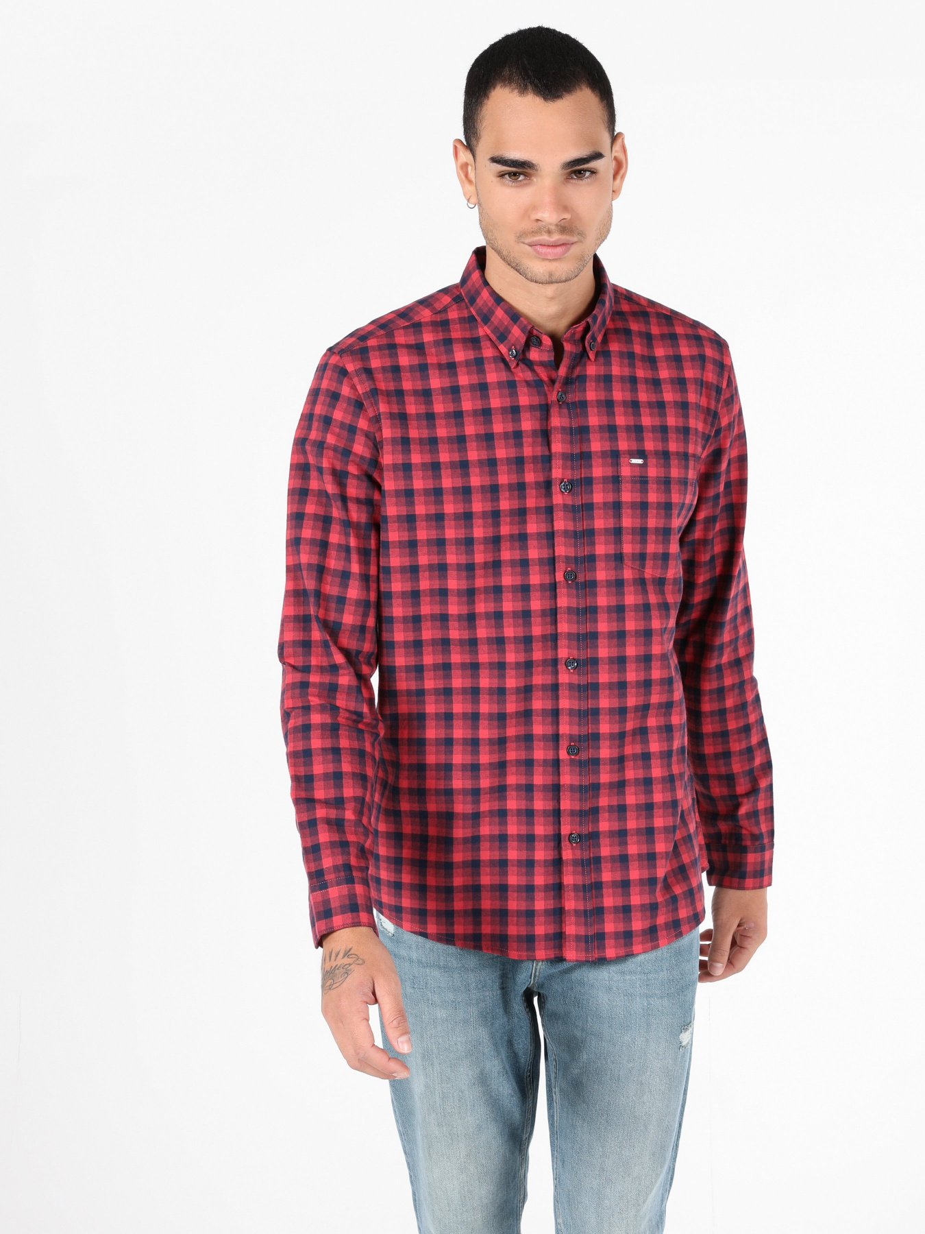 Рубашка повседневная Colin’s модель CL1050015LPR Рубашка повседневная Colin’s модель CL1050015LPR Фото