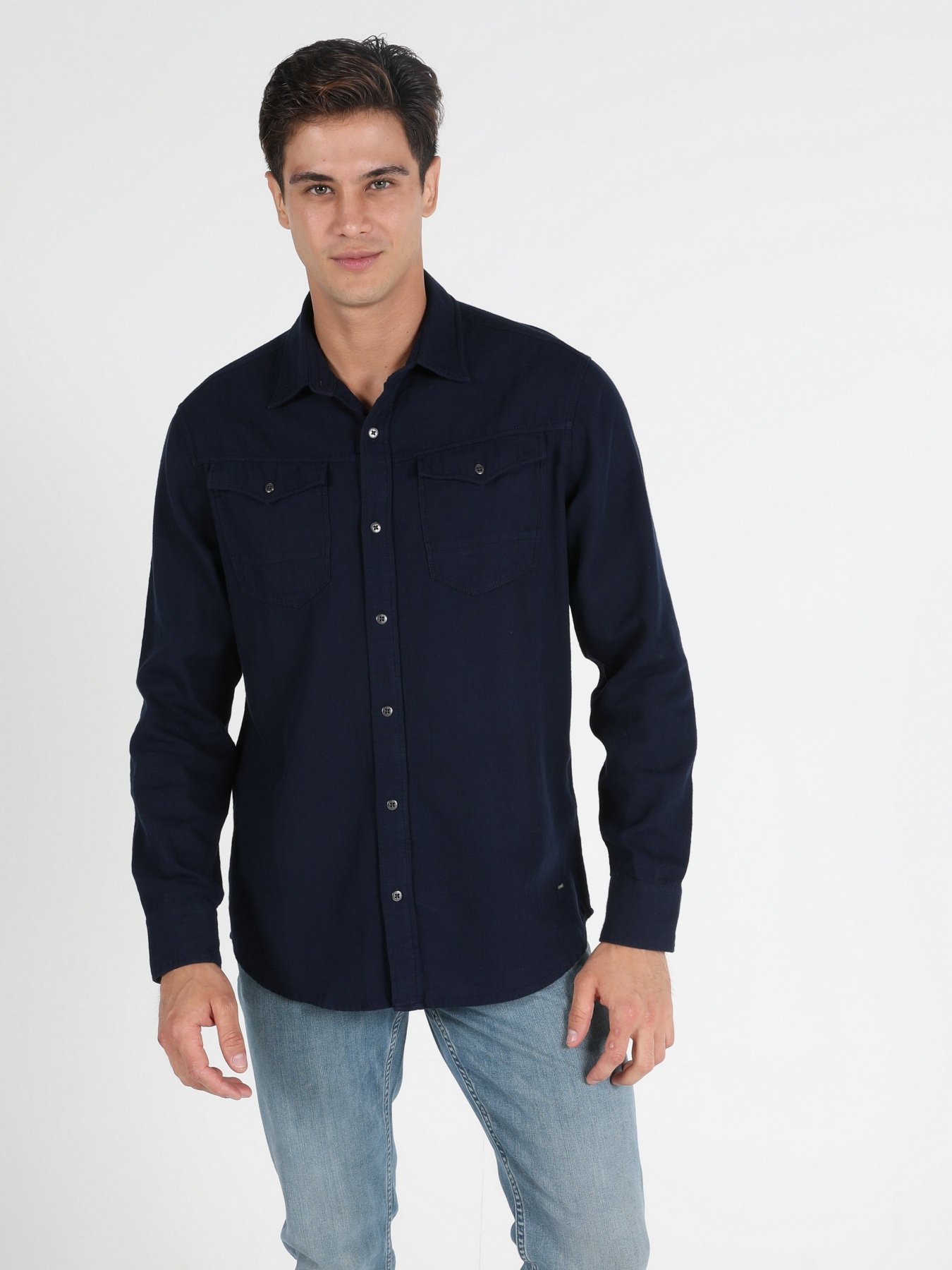 Рубашка повседневная Colin’s модель CL1050210NAV Рубашка повседневная Colin’s модель CL1050210NAV Фото