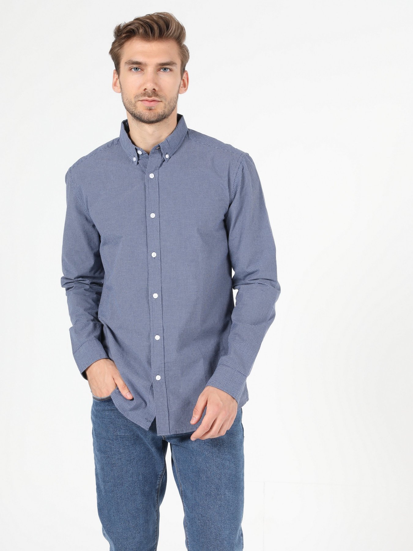 Рубашка повседневная Colin’s модель CL1052201BLE Рубашка повседневная Colin’s модель CL1052201BLE Фото