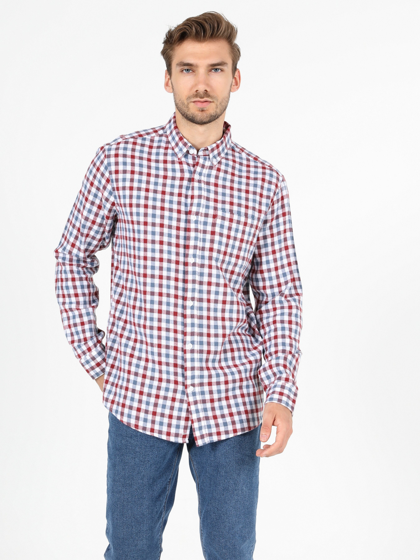 Рубашка повседневная Colin’s модель CL1052218BLE Рубашка повседневная Colin’s модель CL1052218BLE Фото