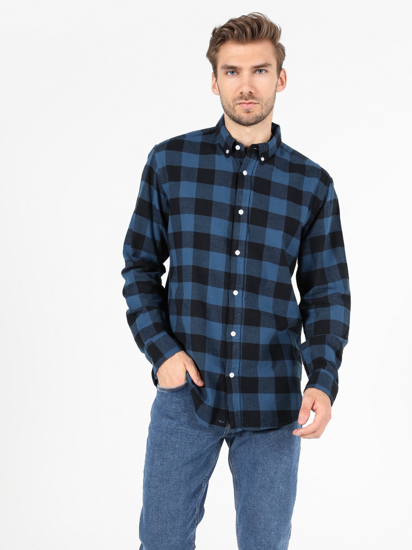 Рубашка повседневная Colin’s модель CL1052220NAV Рубашка повседневная Colin’s модель CL1052220NAV Фото