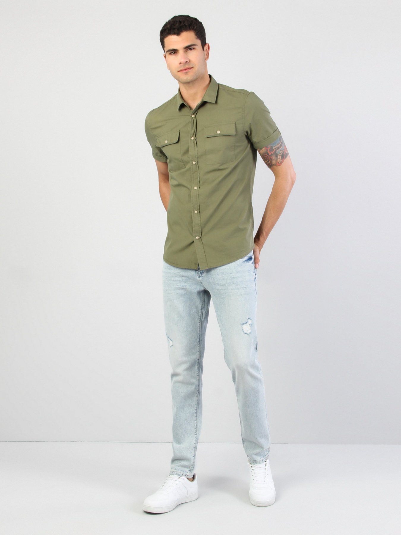Рубашка повседневная Colin’s модель CL1032599GRN Фото