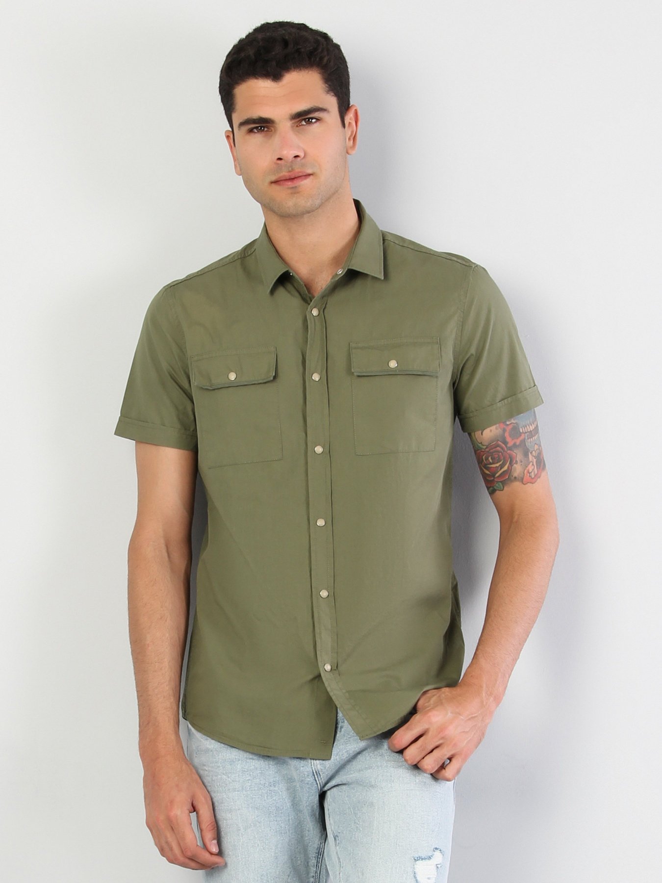 Рубашка повседневная Colin’s модель CL1032599GRN Фото