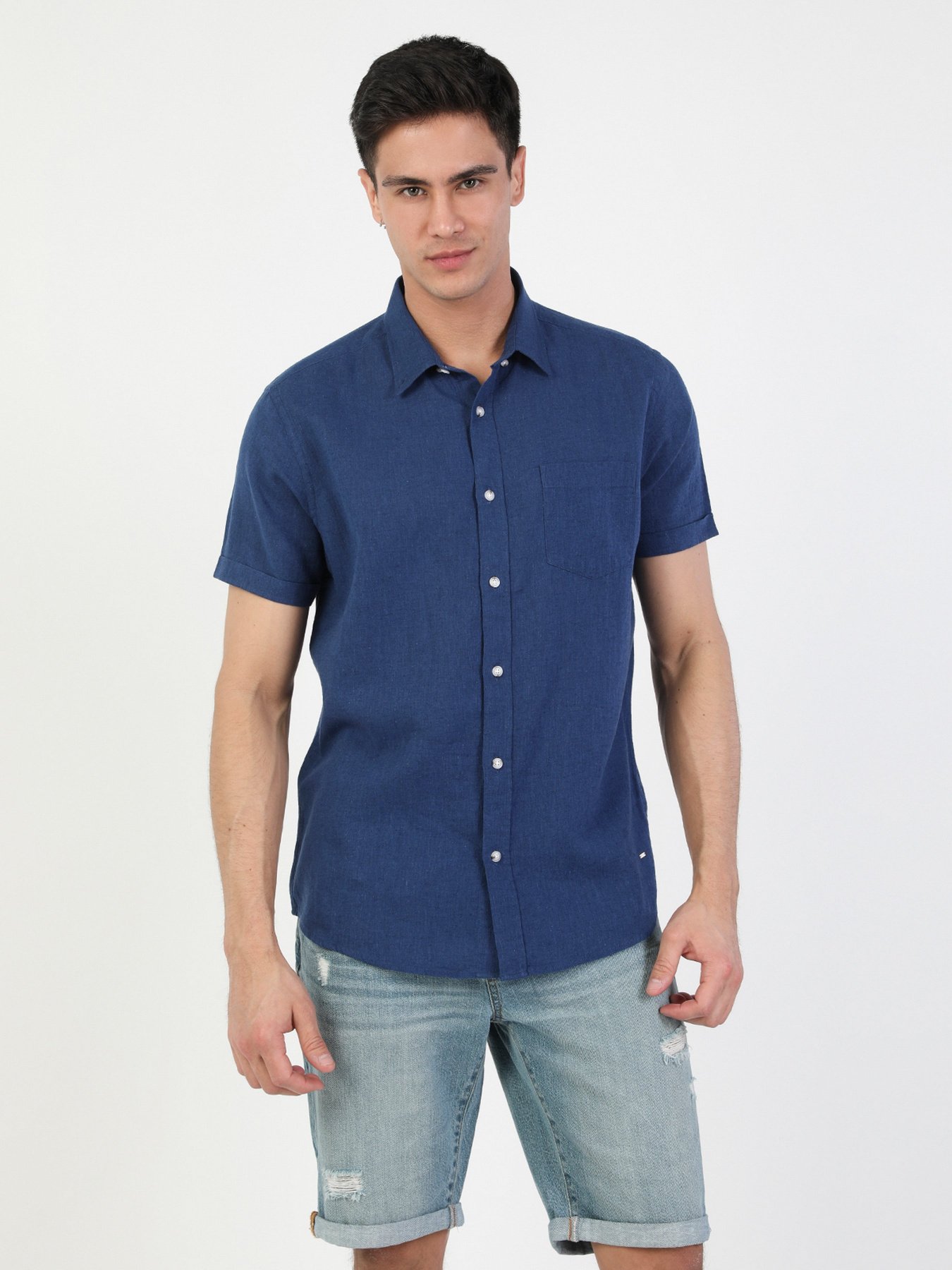 Рубашка повседневная Colin’s модель CL1043017NAV Рубашка повседневная Colin’s модель CL1043017NAV Фото