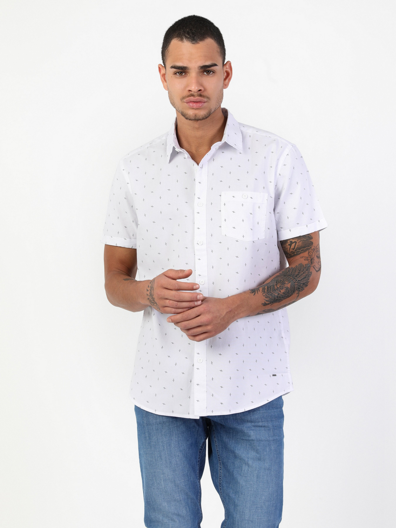 Рубашка повседневная Colin’s модель CL1047592WHT Рубашка повседневная Colin’s модель CL1047592WHT Фото