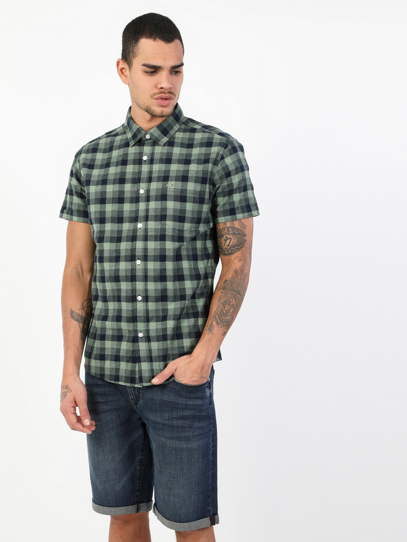 Рубашка повседневная Colin’s модель CL1048525GRN Рубашка повседневная Colin’s модель CL1048525GRN Фото