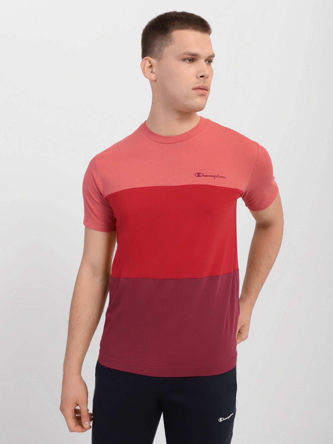 Футболка Champion STRIPE COLOUR BLOCK модель cha216589-RHD/HTR Фото