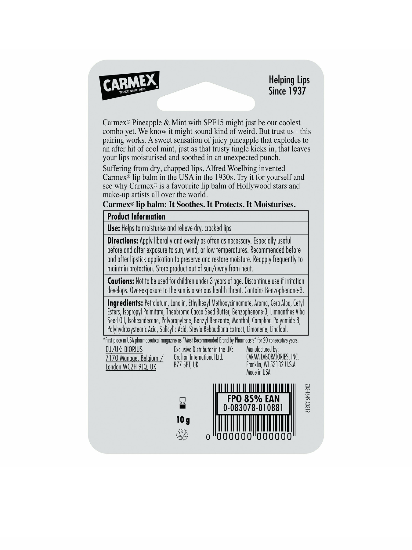 Бальзам для губ SPF15 Carmex модель CX135 Фото