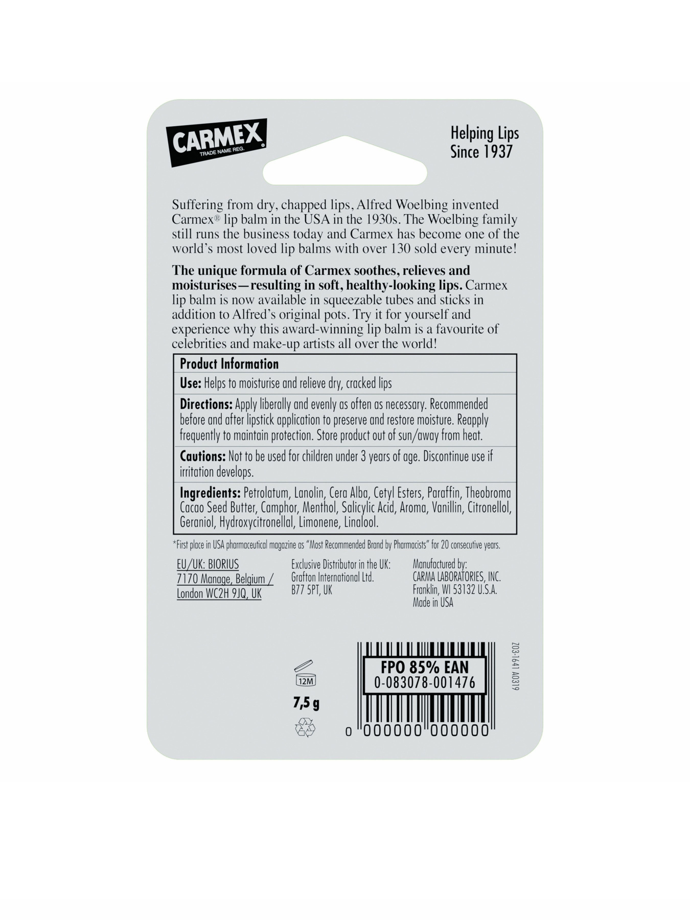 Бальзам для губ Carmex модель CX115 Фото