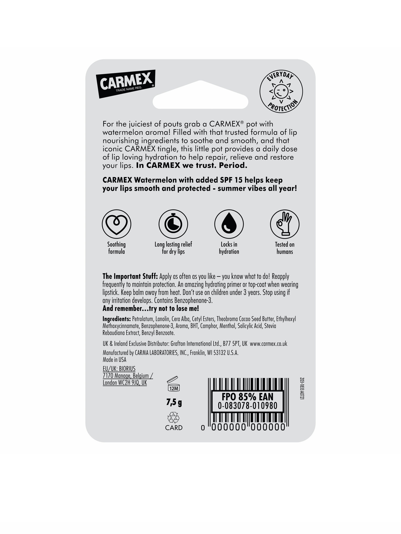 Бальзам для губ SPF15 Carmex модель CX656 Фото