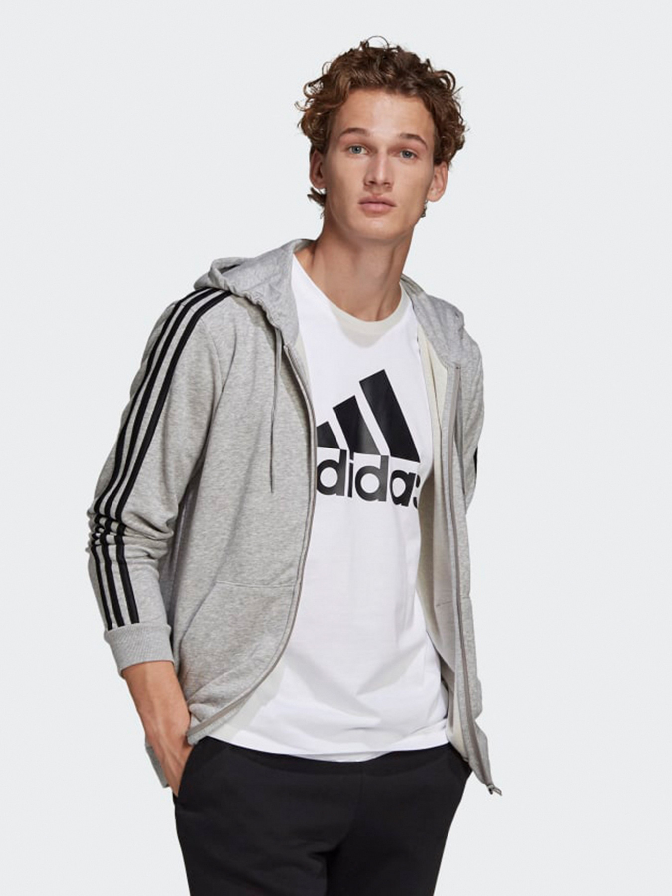 Кофта спортивная Adidas Essentials French Terry 3-Stripes Full-Zip модель GK9034 Фото